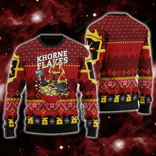 Warhomie Chaos KHORNE FLAKES Iconic Christmas Sweater