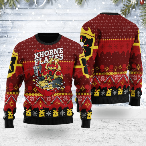 Warhomie Chaos KHORNE FLAKES Iconic Christmas Sweater