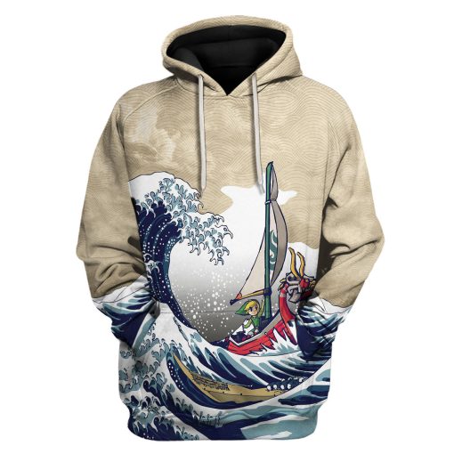 Japanese Sulf Zelda no Densetsu The Great Wave Link Hoodie T-shirt Sweatpants Cosplay