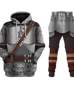 Warhomie Beskar Mandalorian Samurai Costume Hoodie Sweatshirt T-Shirt Sweatpants