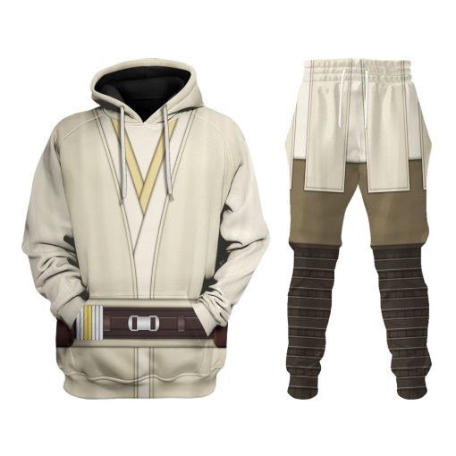 Warhomie Qui-Gon Jinn's Jedi Robes Costume Hoodie Sweatshirt T-Shirt Sweatpants