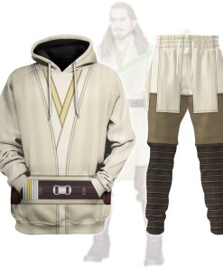 Warhomie Qui-Gon Jinn's Jedi Robes Costume Hoodie Sweatshirt T-Shirt Sweatpants