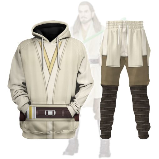 Warhomie Qui-Gon Jinn's Jedi Robes Costume Hoodie Sweatshirt T-Shirt Sweatpants