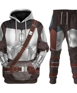 Warhomie Beskar Mandalorian Costume Hoodie Sweatshirt T-Shirt Sweatpants