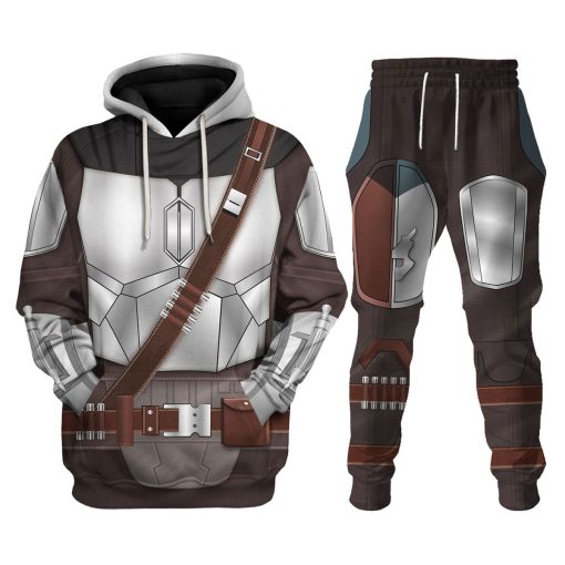 Warhomie Beskar Mandalorian Costume Hoodie Sweatshirt T-Shirt Sweatpants